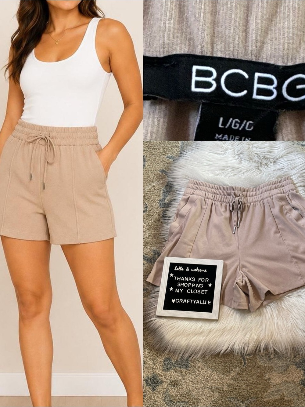 BCBG High Waist Drawstring Shorts | Women’s Large